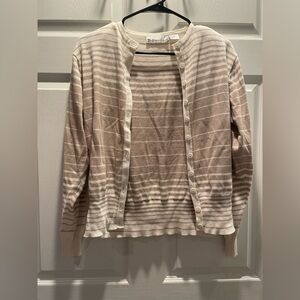 Dressbarn Cream Cardigan Sweater Lightweight Knit